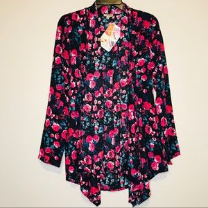 NWT Lily White Floral Blouse Cover Up